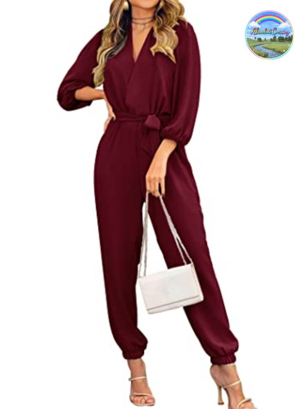 PRETTYGARDEN Long Sleeve Jumpsuit for Women V-Neck Belted One Piece Outfit